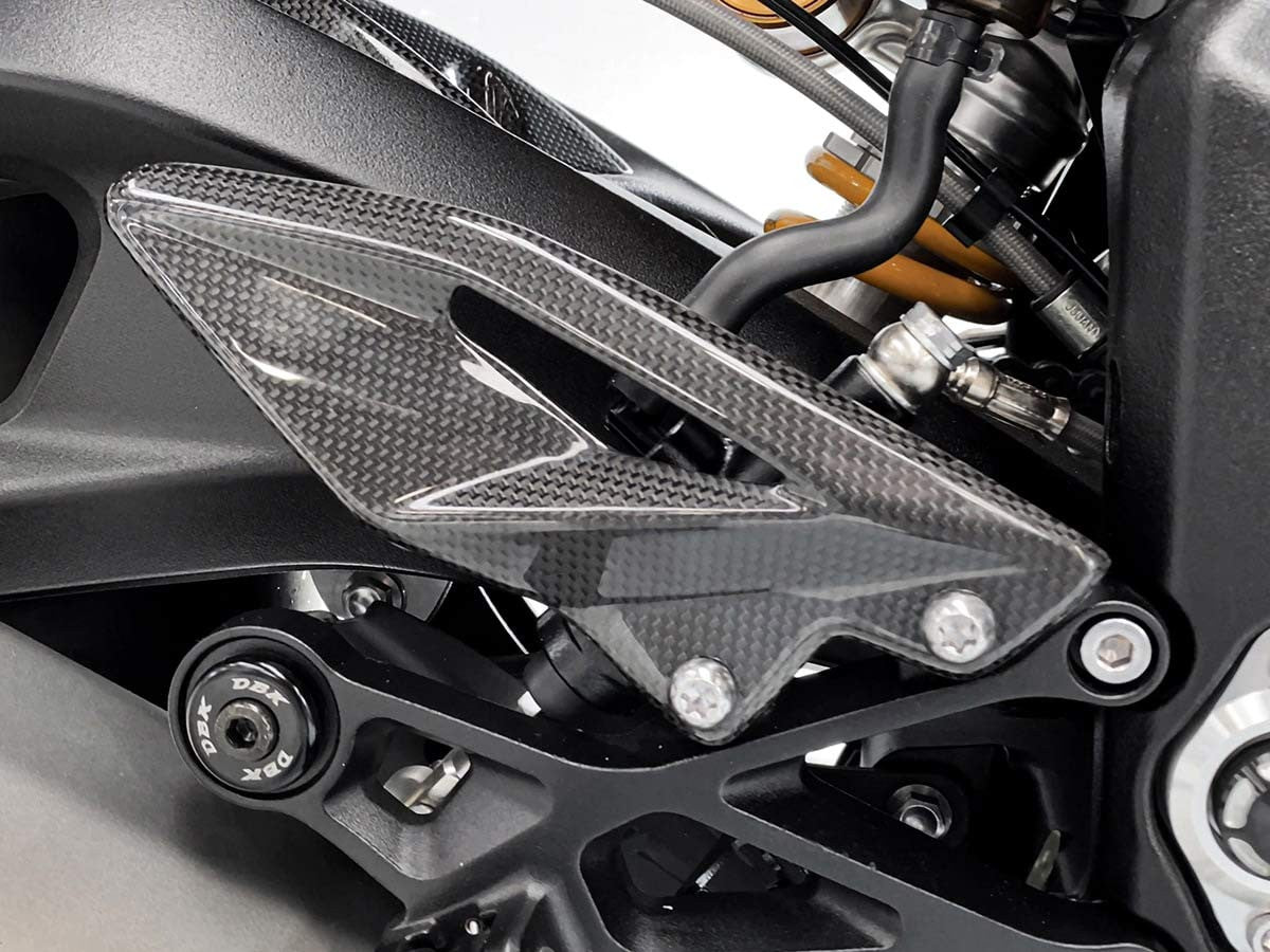 CRB90L Triumph Street Triple Glossy Carbon Heel Guards