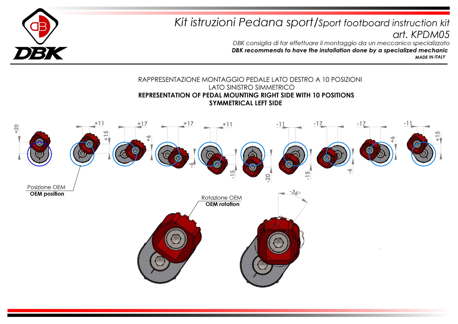 KPDM05 Adjustable Sport Pilot Footpegs Kit