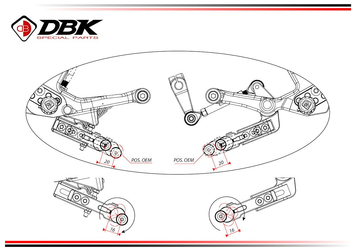 Ducabike DBK Ducati Streetfighter V4 2025 Adjustable Rearsets