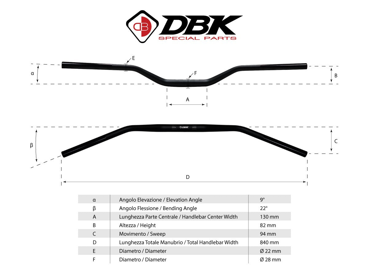 HAN01 VARIABLE SECTION HANDLEBAR Ø 22-28 MM