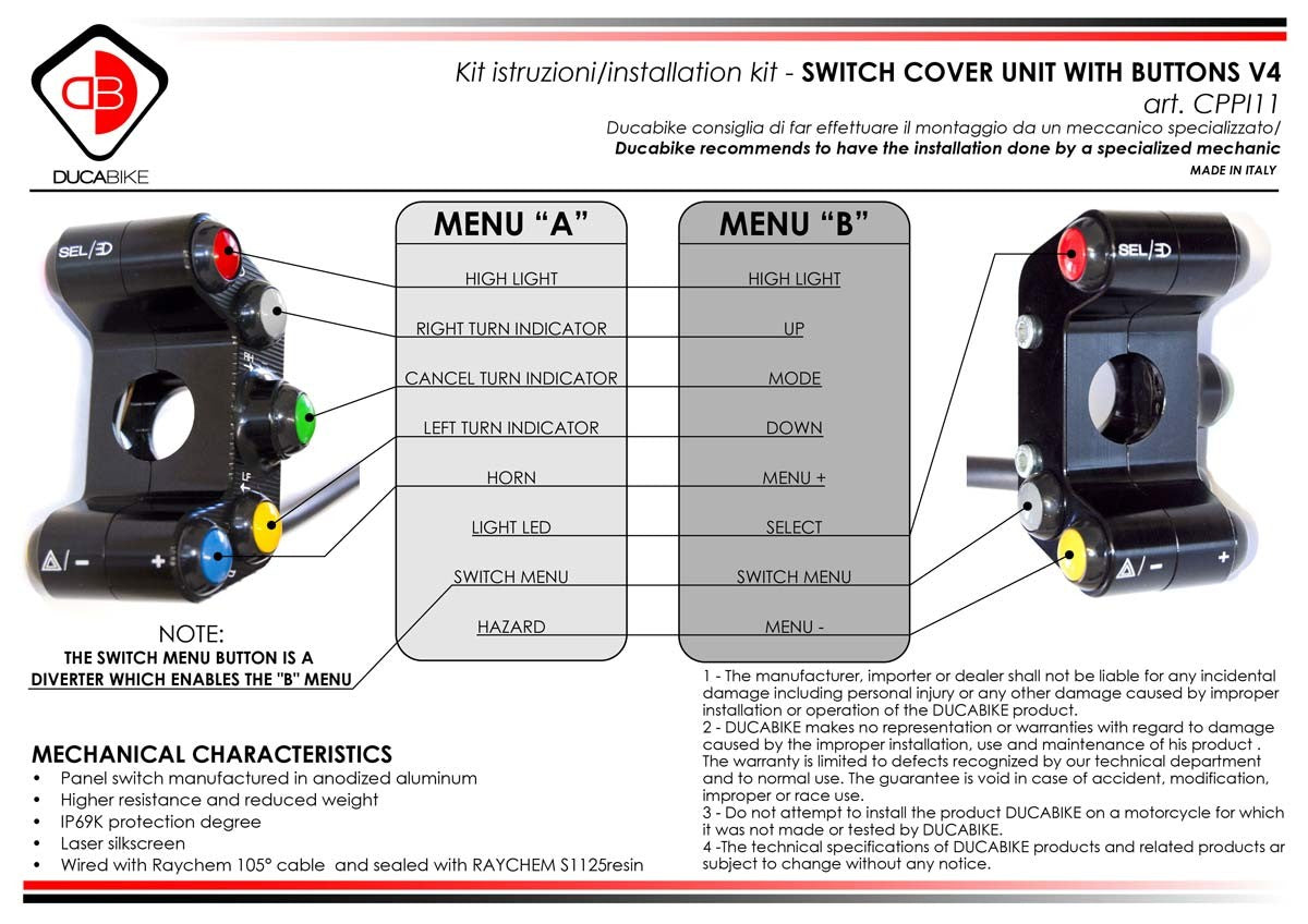 CPPI11 V4 8 Buttons Handlebar Street Switched