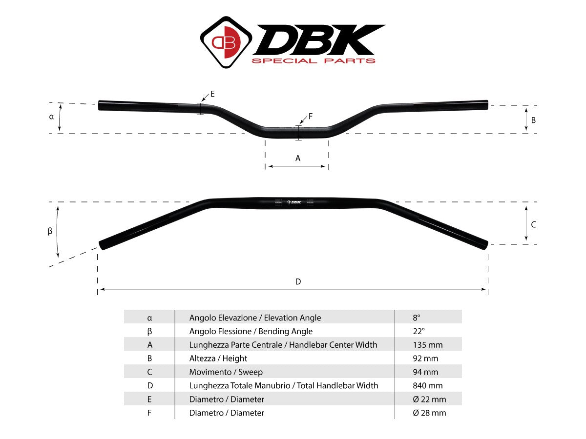 HAN02 VARIABLE SECTION HANDLEBAR Ø 22-28 MM