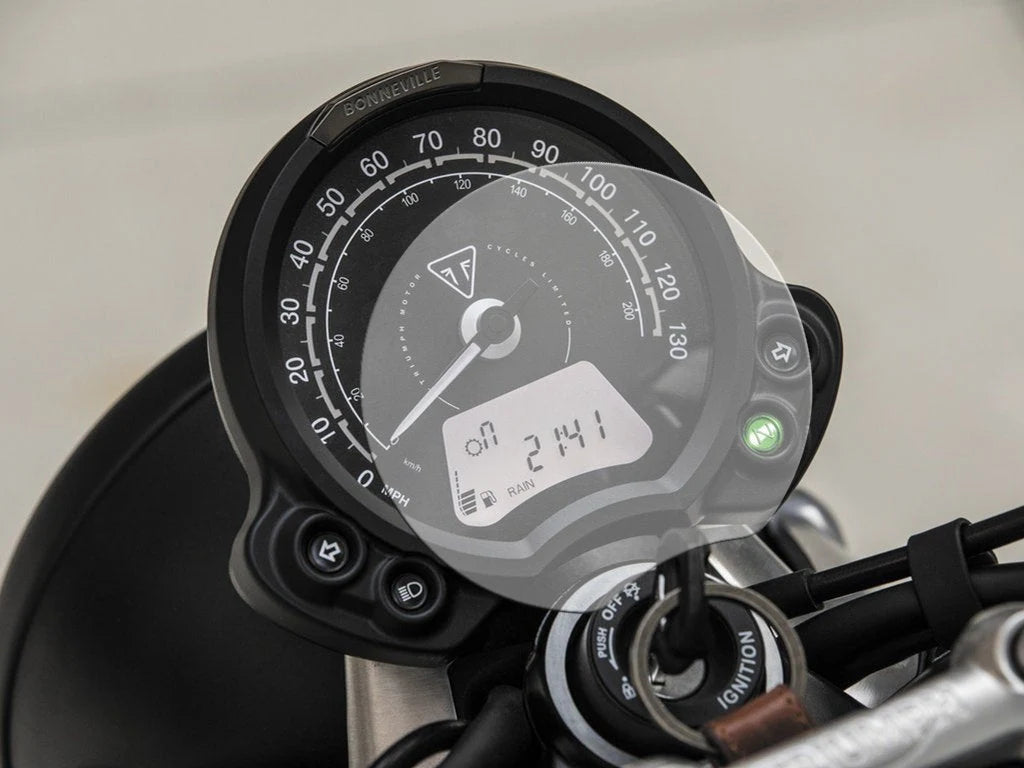 Shieldotron Triumph Bonneville Speedmaster, Bobber, Street Scrambler Instrument Cluster Screen Protector