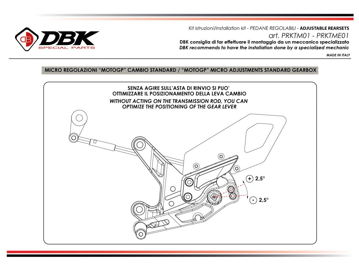 PRKTM01 - KTM 990 DUKE ADJUSTABLE PILOT REARSETS KIT