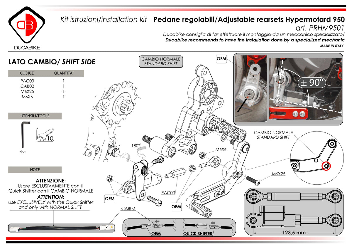 PRHM9501 HM 950 Adjustable Rearset