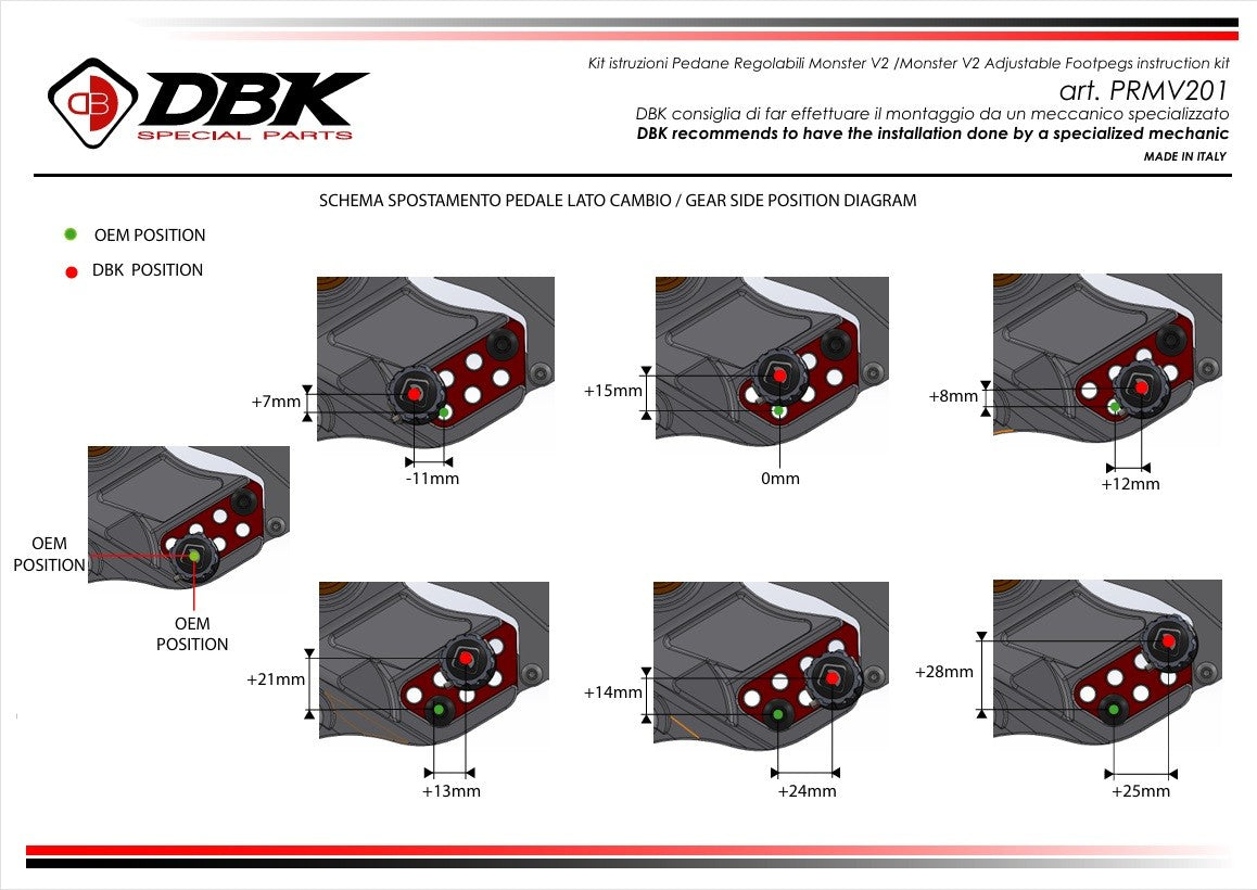 Ducabike DBK Adjustable Single-Seat Footpegs For Monster V2