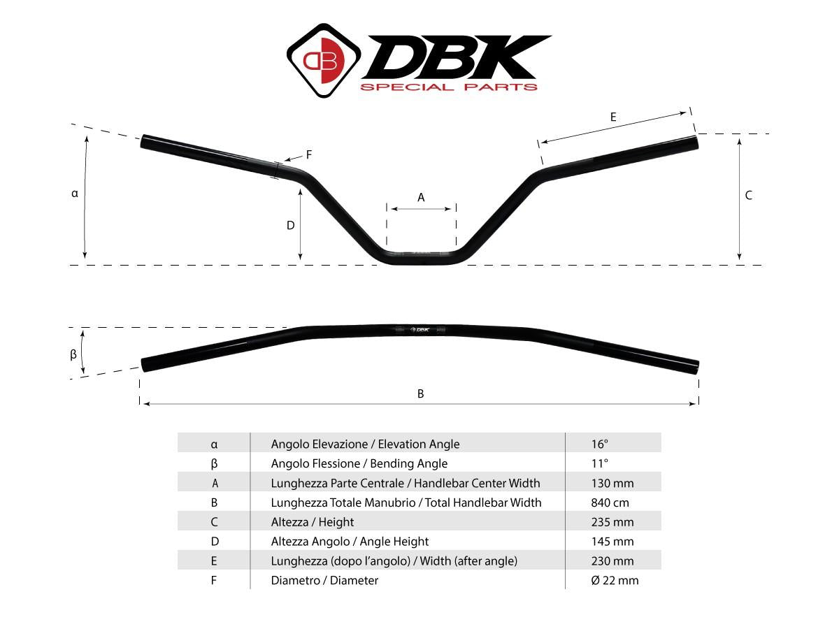HAN03 - HIGH CURVE HANDLEBAR Ø 22 mm